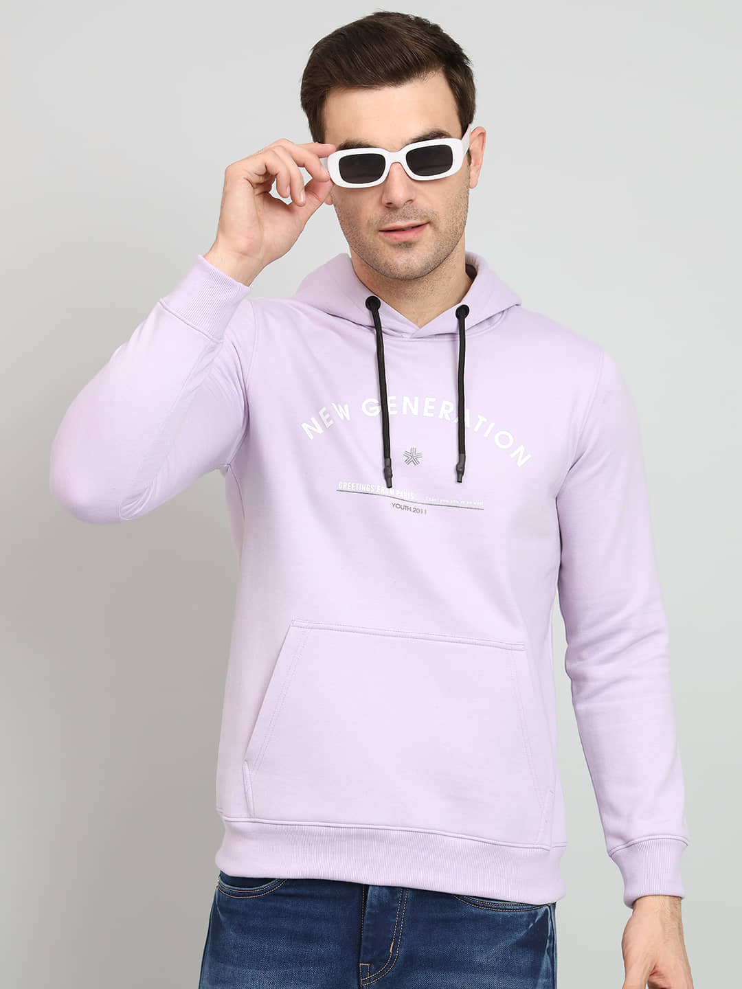 OGEN Cotton Blend Hooded Men's Sweatshirt - Lavender ( Pack of 1 )