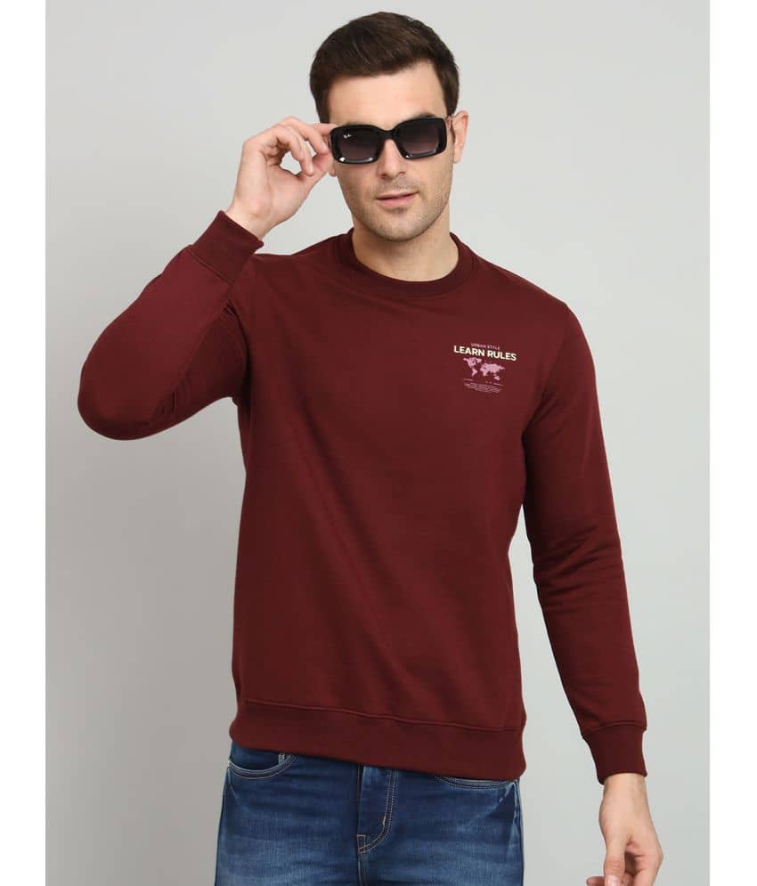 OGEN Cotton Blend Round Neck Men's Sweatshirt - Wine ( Pack of 1 )
