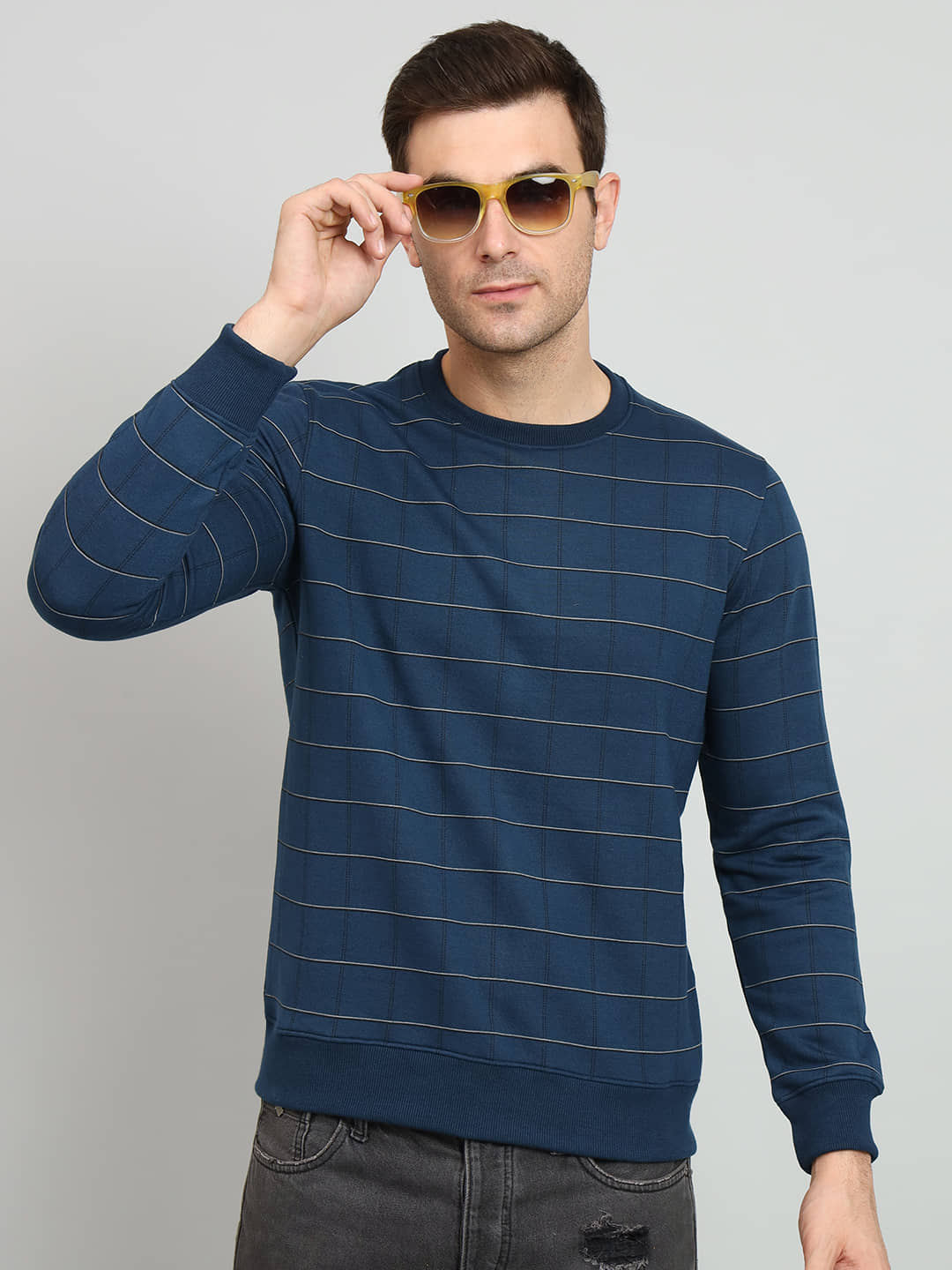 OGEN Cotton Blend Round Neck Men's Sweatshirt - Blue ( Pack of 1 )