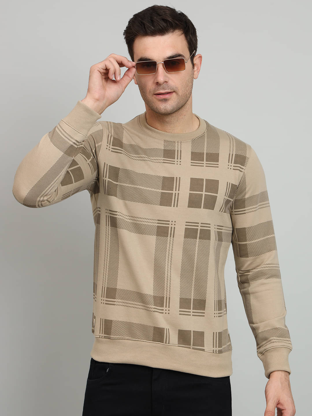     			OGEN Cotton Blend Round Neck Men's Sweatshirt - Beige ( Pack of 1 )