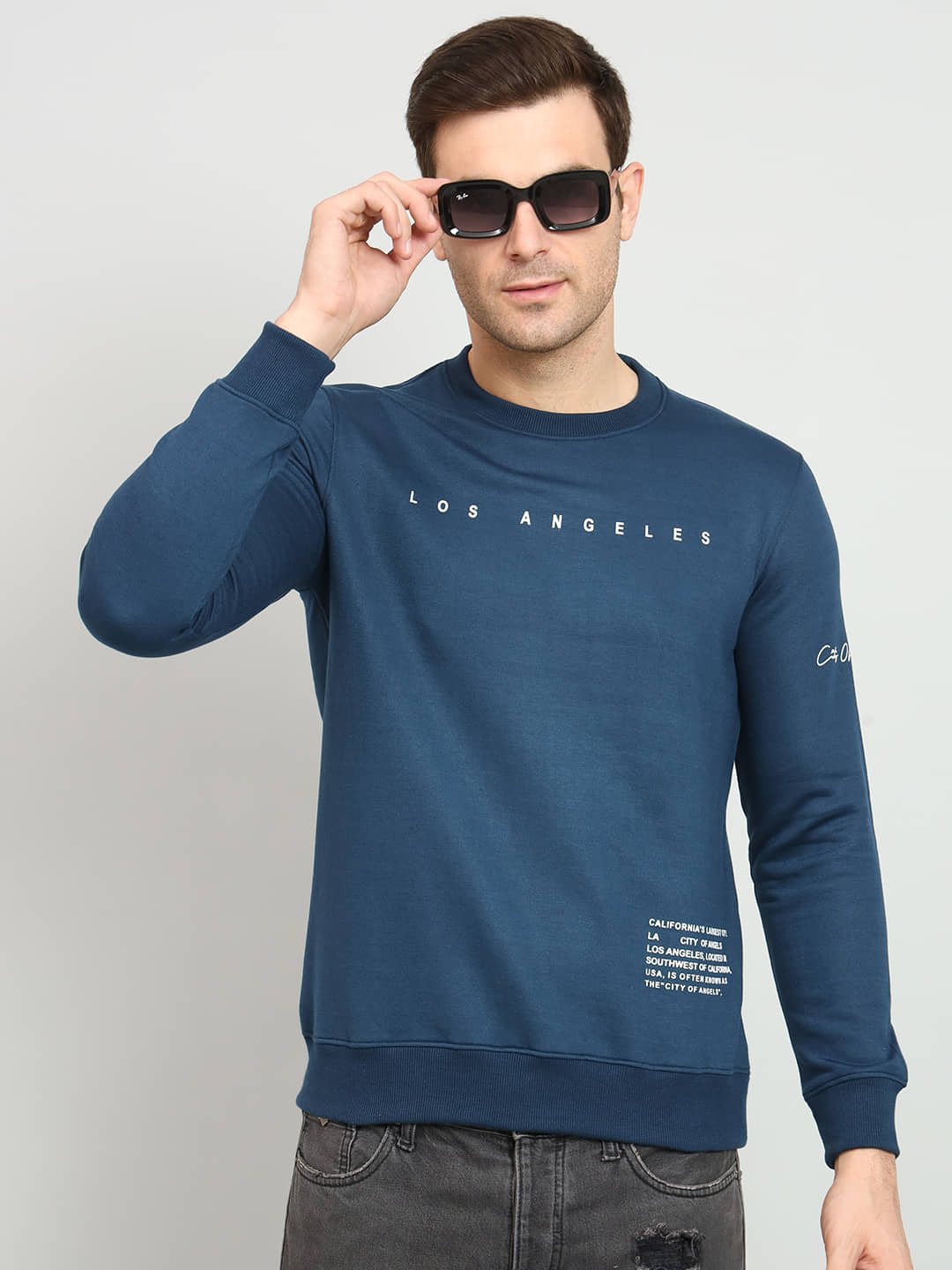 OGEN Cotton Blend Round Neck Men's Sweatshirt - Blue ( Pack of 1 )