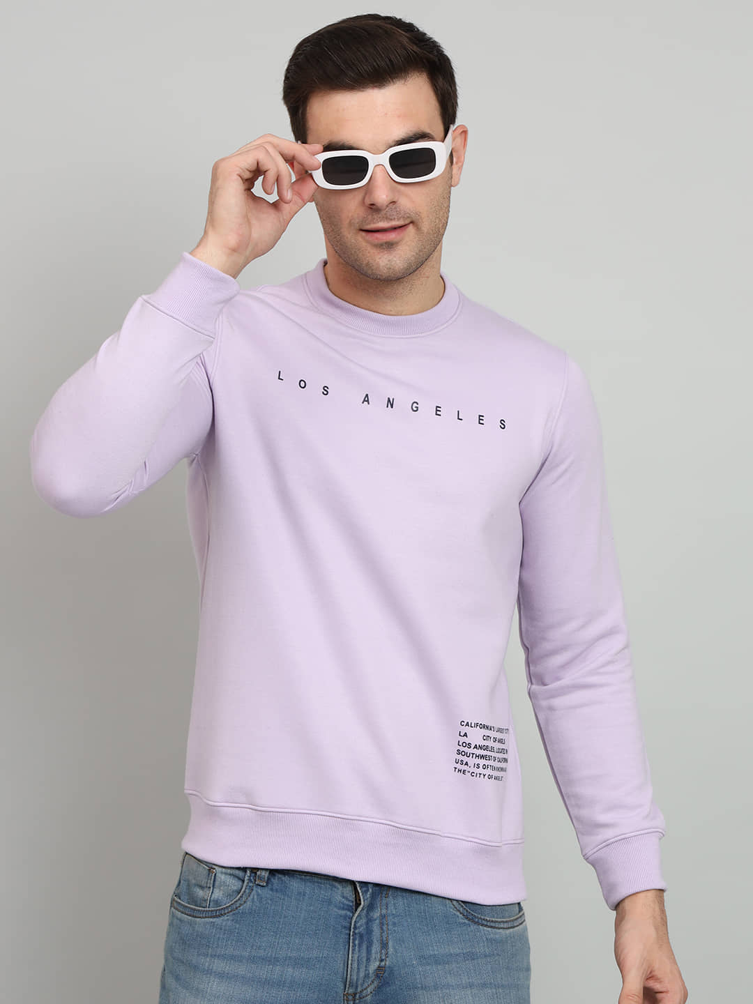 OGEN Cotton Blend Round Neck Men's Sweatshirt - Lavender ( Pack of 1 )