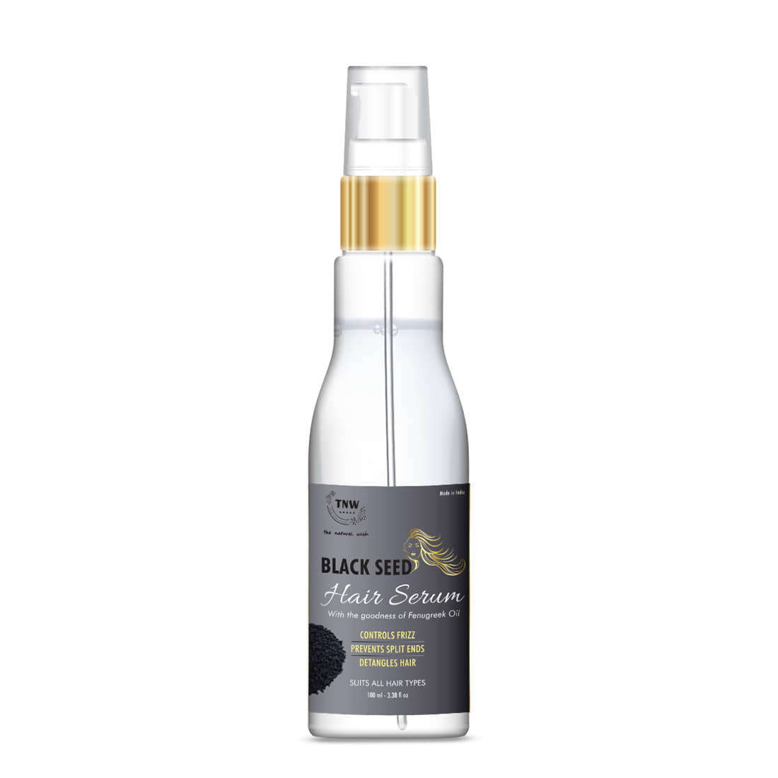 TNW - The Natural Wash Black Seed Hair Serum With Fenugreek Oil For Frizz Free Hair, 100Ml