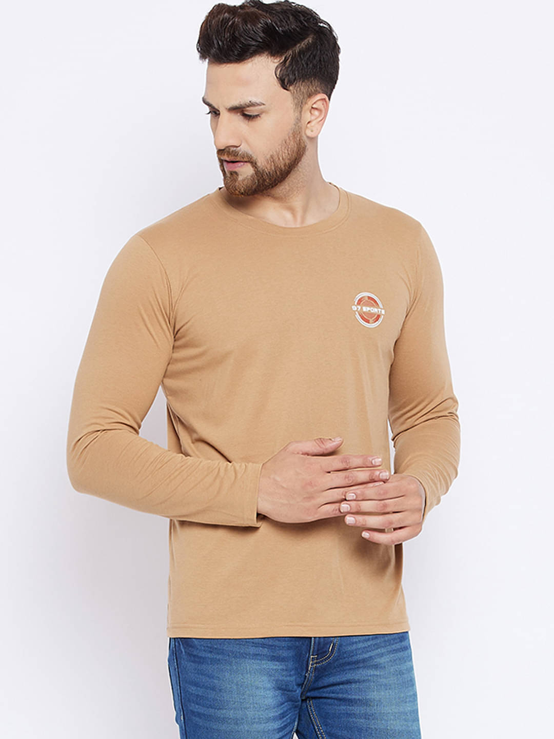 The Million Club Pack of 1 Polyester Regular Fit Men's T-Shirt ( Beige ) The Million Club Pack of 1 Polyester Regular Fit Men's T-Shirt ( Beige )