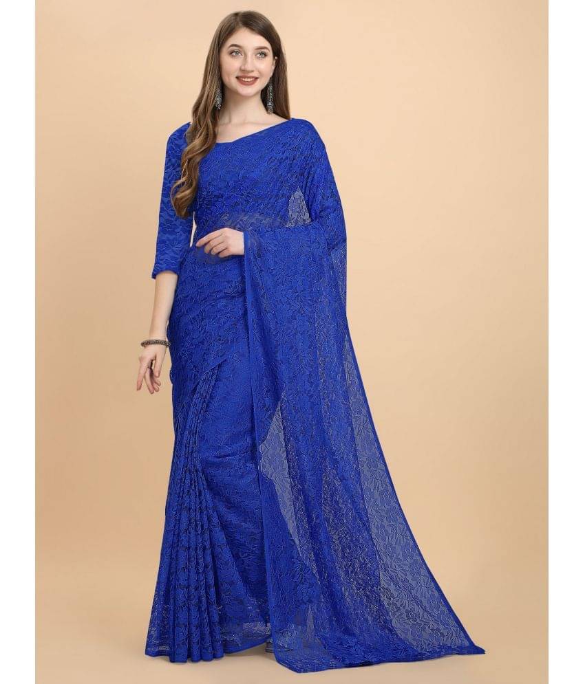 VANRAJ CREATION Net Self Design Saree With Unstitched Blouse Piece ( Blue ) VANRAJ CREATION Net Self Design Saree With Unstitched Blouse Piece ( Blue )
