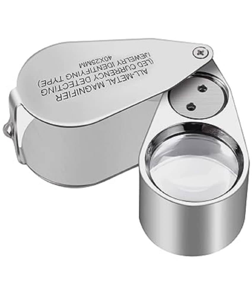 40X Jewelers Loupe Magnifier Magnifying Glasses, LED/UV Illuminated Jewelry Loop Pocket Folding Magnifying Glass with Metal Construction for Close Work, Gardening, Kids, Stamp, Rock Collecting
