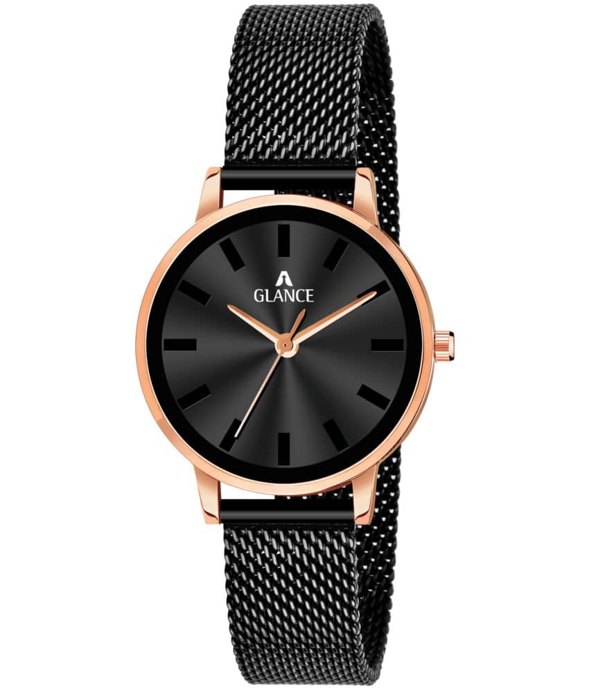Aglance - Black Stainless Steel Analog Womens Watch