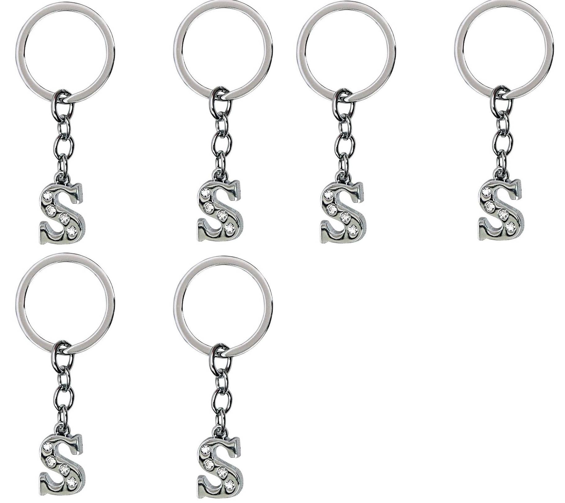 Americ Style - Silver Men's Alphabet Keychain ( Pack of 6 ) Americ Style - Silver Men's Alphabet Keychain ( Pack of 6 )