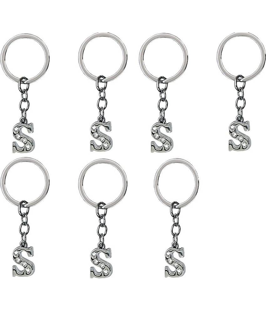 Americ Style - Silver Men's Alphabet Keychain ( Pack of 7 )