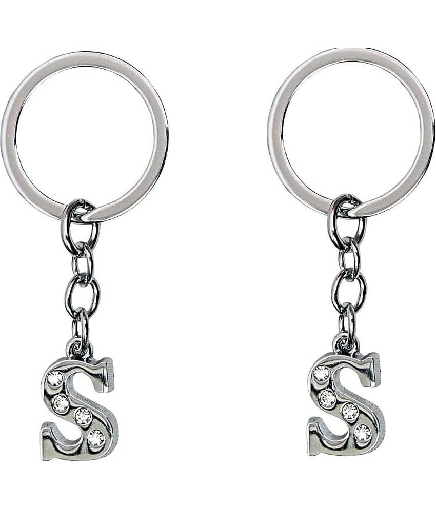 Americ Style - Silver Men's Alphabet Keychain ( Pack of 2 )