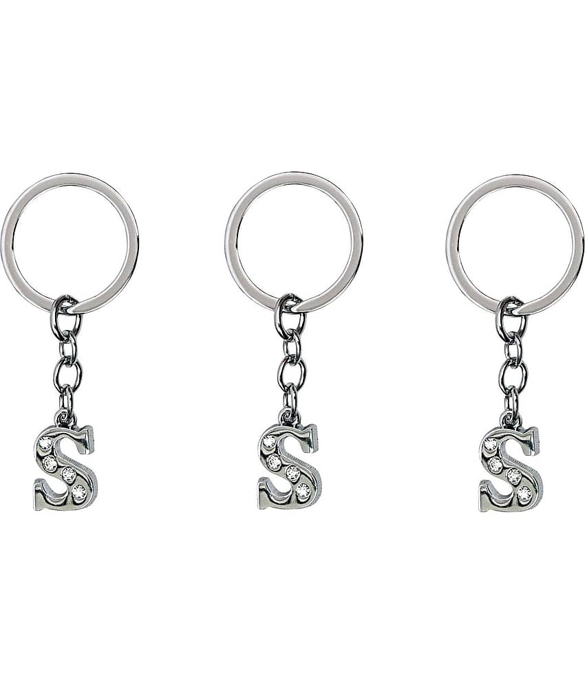 Americ Style - Silver Men's Alphabet Keychain ( Pack of 3 )