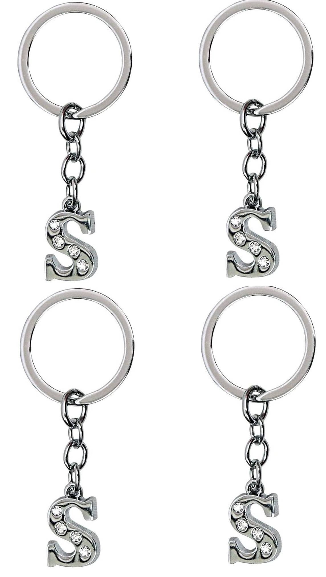 Americ Style - Silver Men's Alphabet Keychain ( Pack of 4 ) Americ Style - Silver Men's Alphabet Keychain ( Pack of 4 )