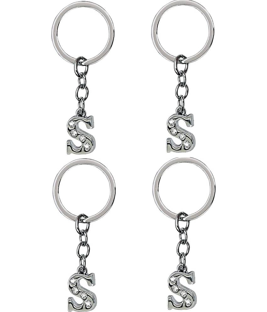 Americ Style - Silver Men's Alphabet Keychain ( Pack of 4 )