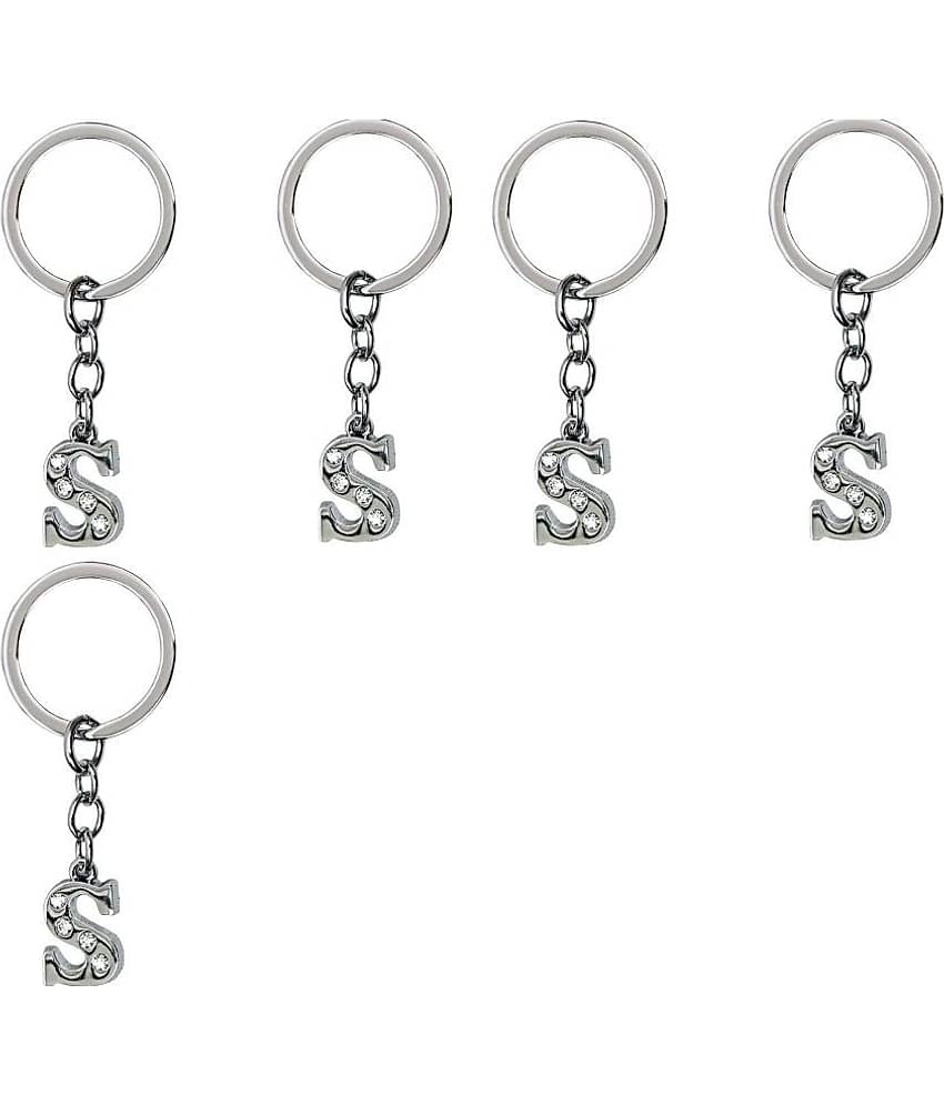Americ Style - Silver Men's Alphabet Keychain ( Pack of 5 )