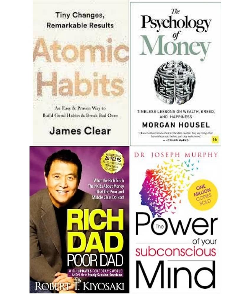 Atomic Habits + The Psychology of Money + Rich Dad Poor Dad+ The Power of Your Subconscious Mind - Stationery | Buy online on ZillyBuy