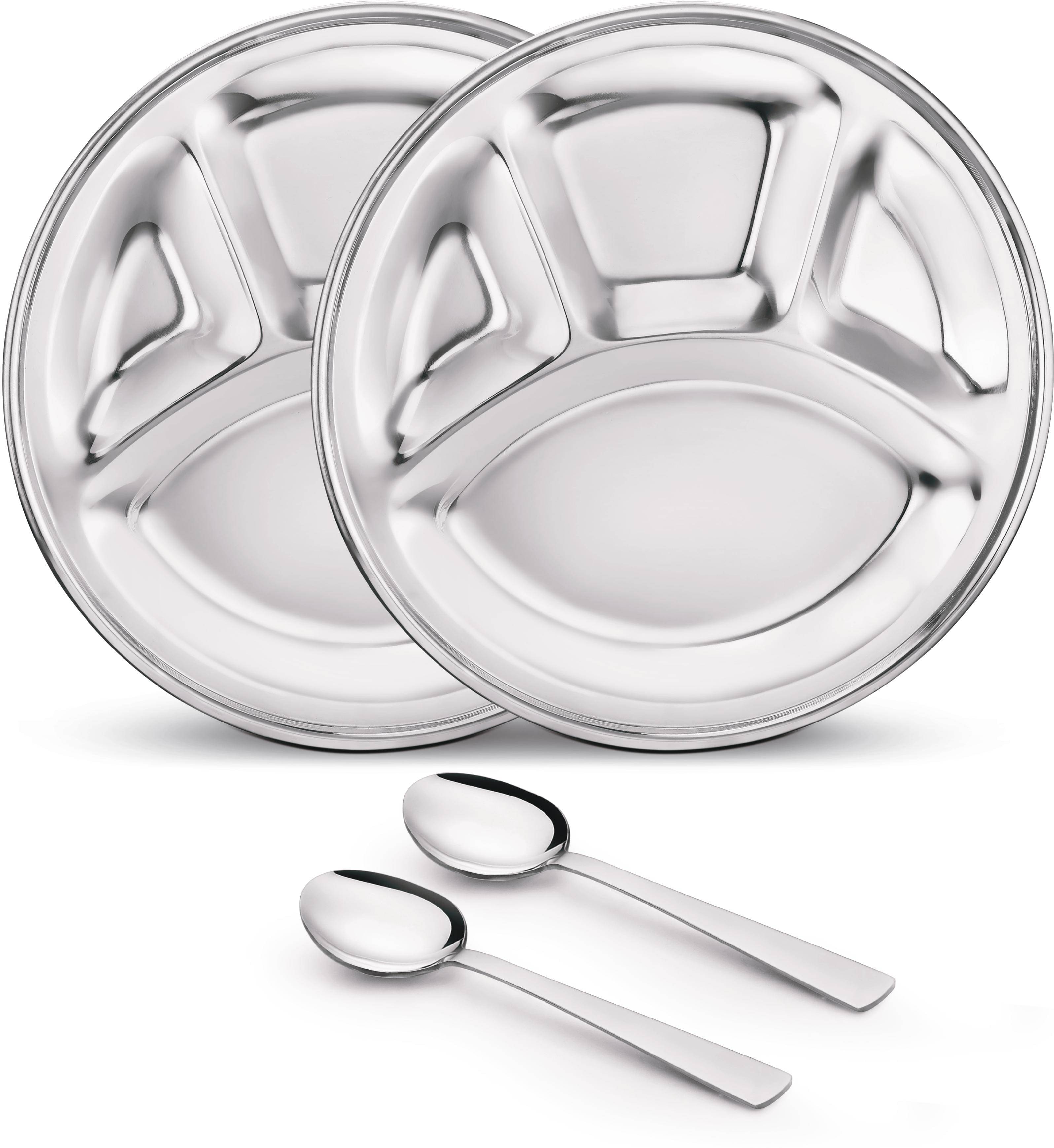     			Classic Essentials 2 Pcs Stainless Steel Silver Partition Plate