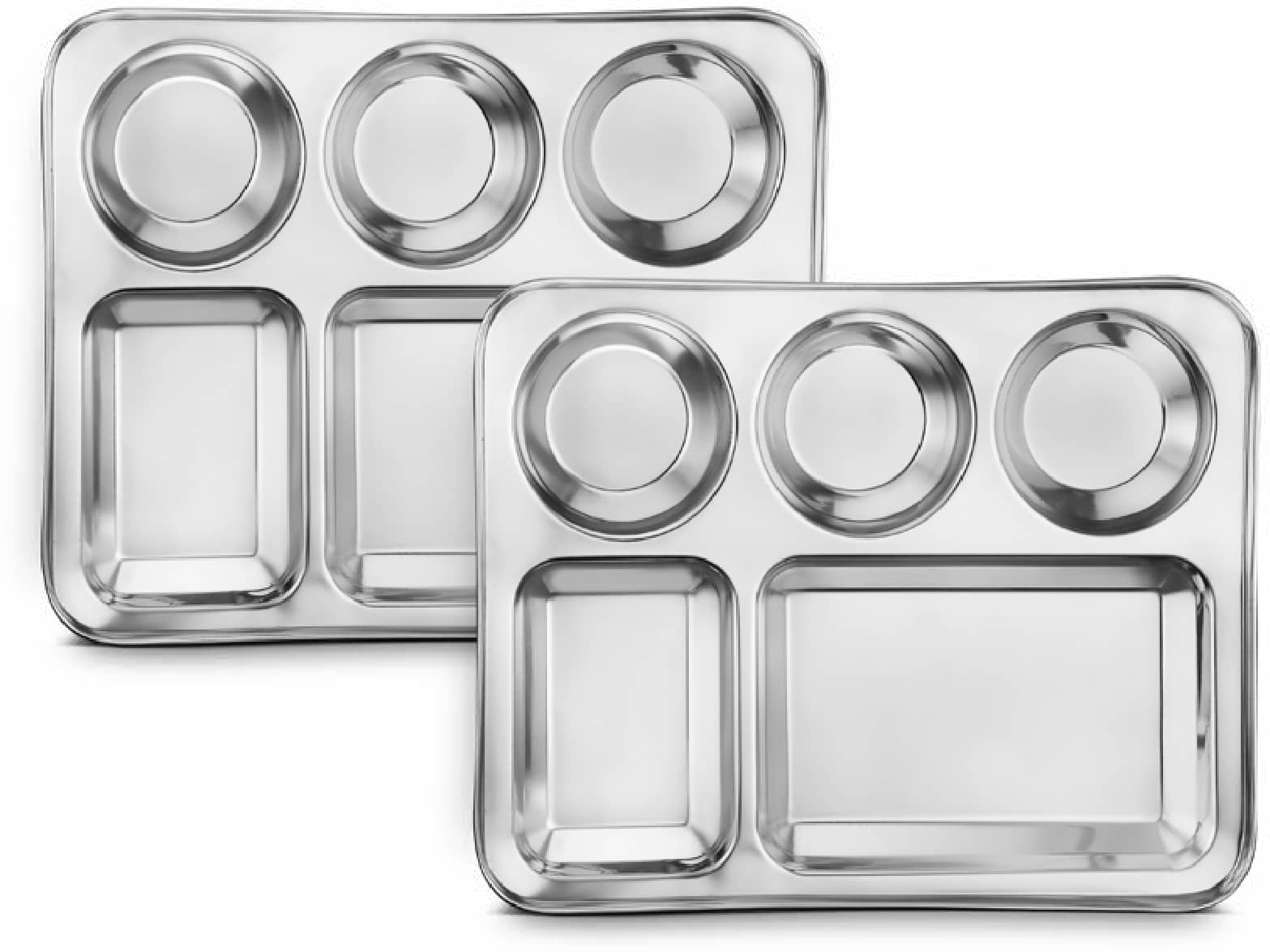 Classic Essentials 2 Pcs Stainless Steel Silver Partition Plate