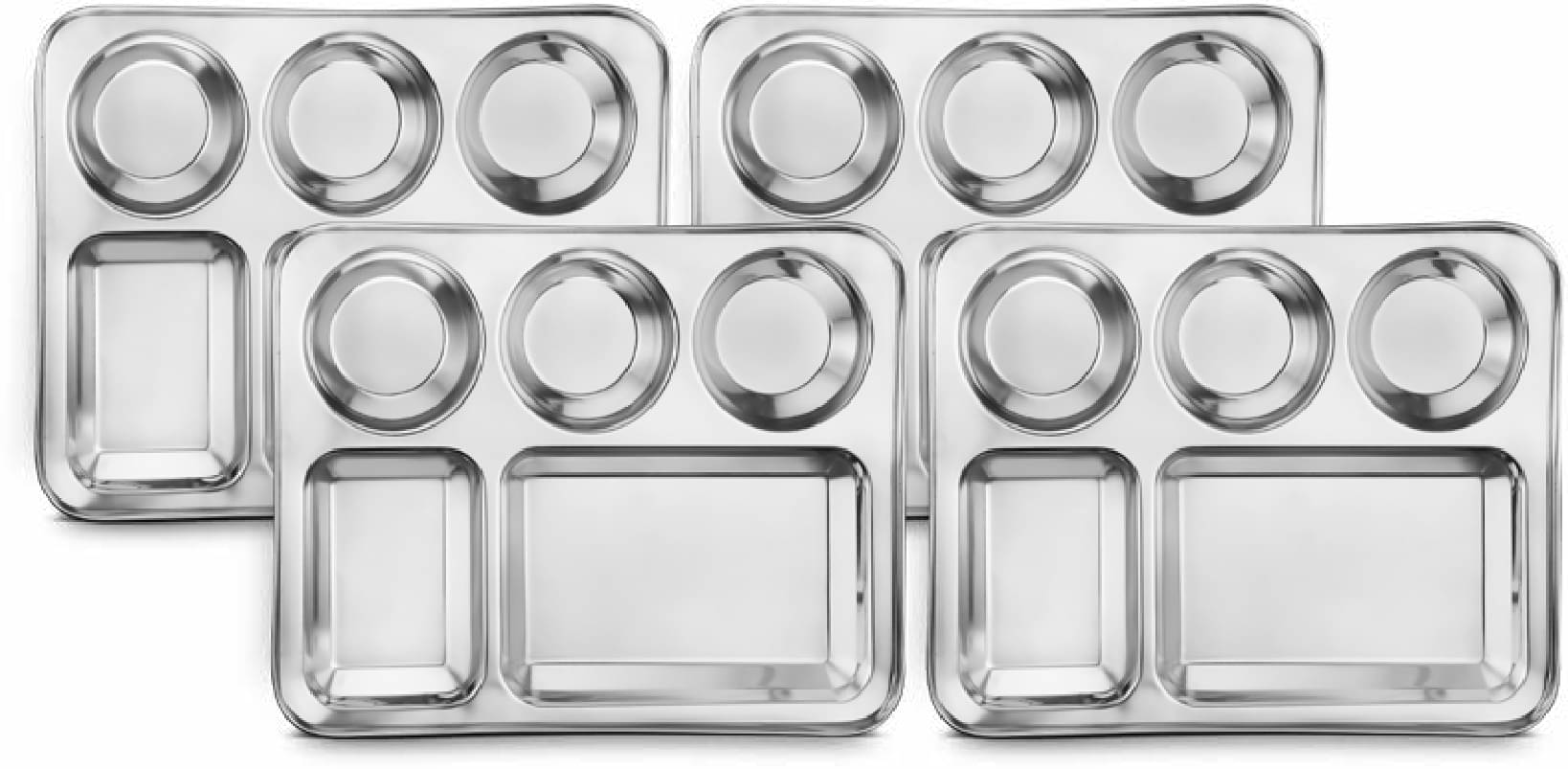     			Classic Essentials 4 Pcs Stainless Steel Silver Partition Plate