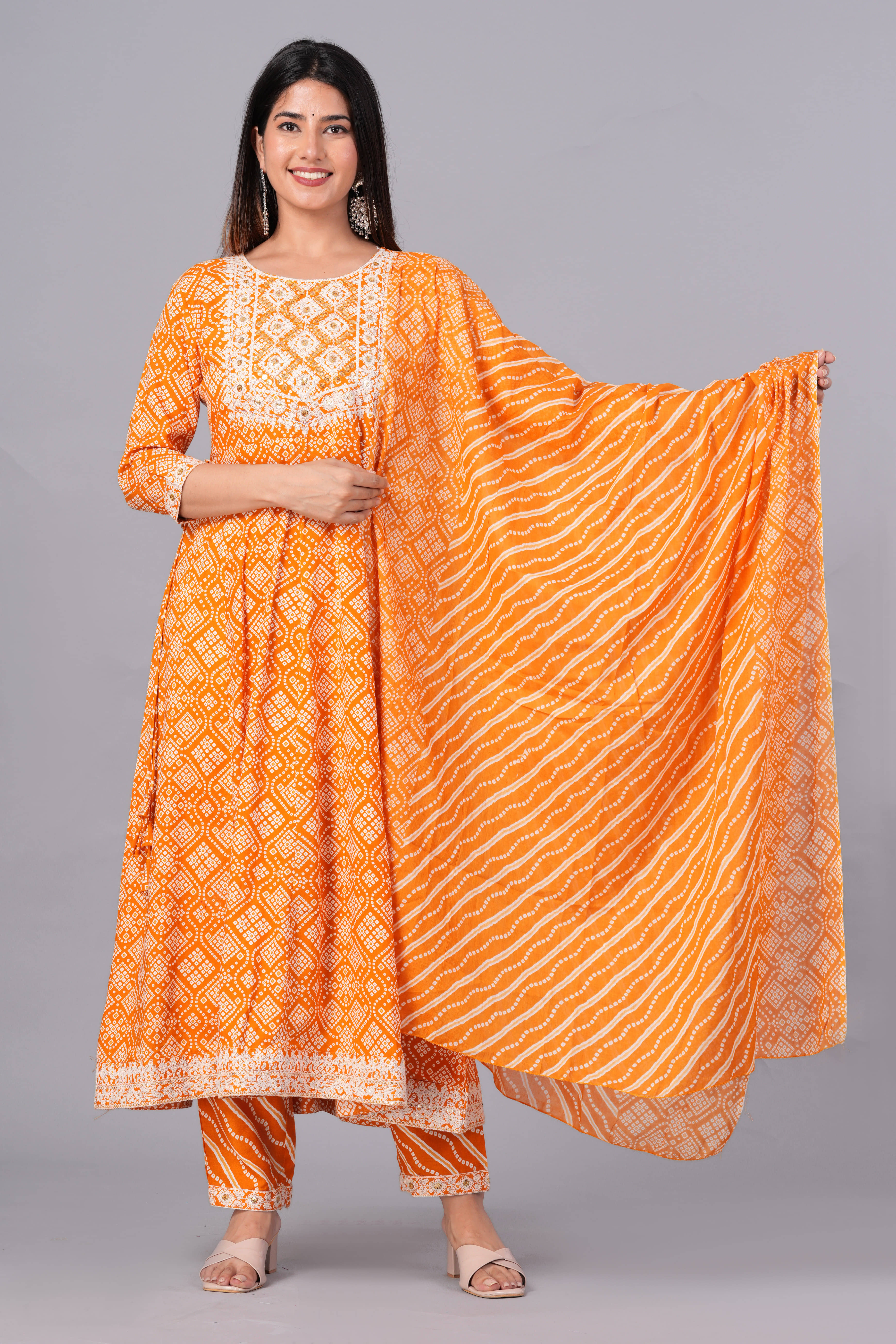 Doriya Cotton Blend Printed Kurti With Palazzo Women's Stitched Salwar Suit - Yellow ( Pack of 1 )