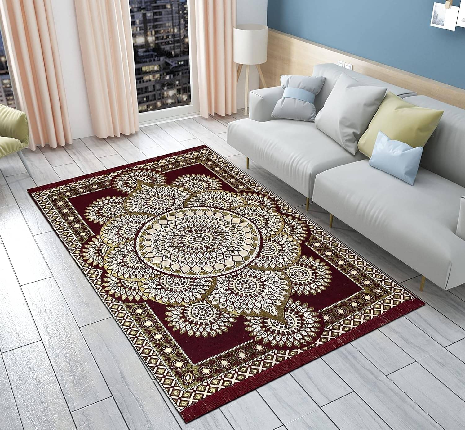     			FURNISHING HUT Maroon Polyester Carpet Traditional 5x7 Ft