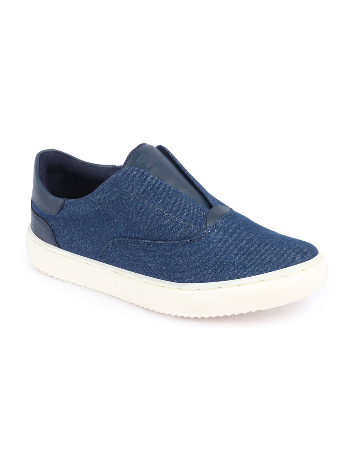     			Fausto Slip On Canvas Sneakers Shoes Navy Blue Men's Sneakers
