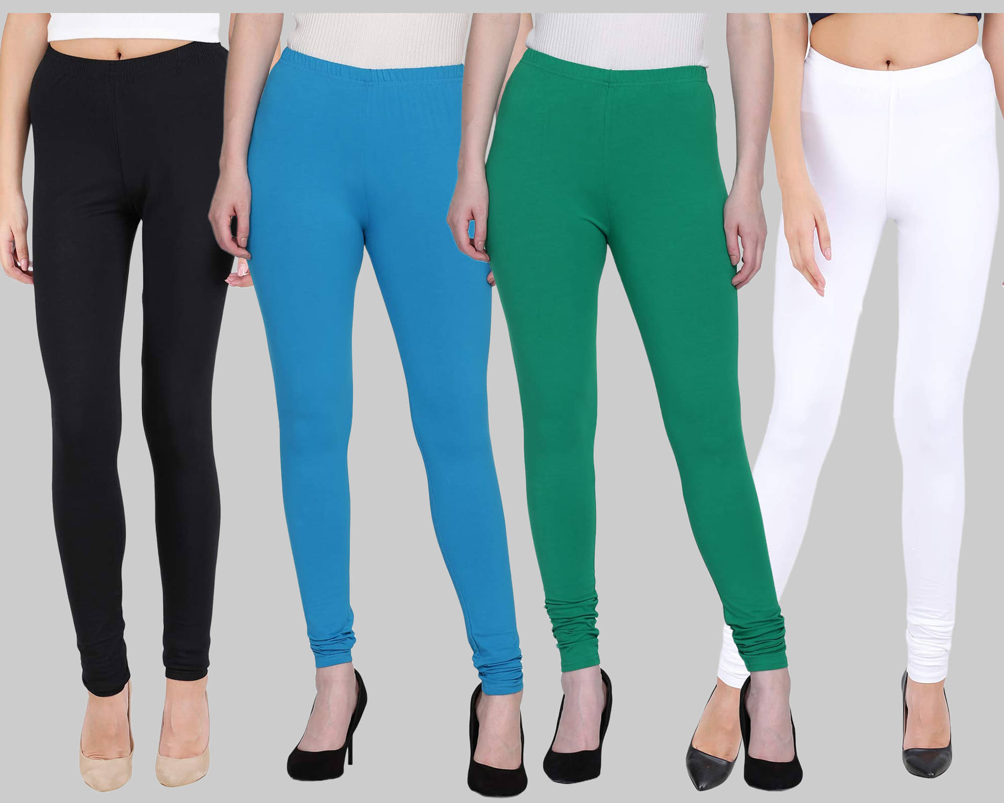 FnMe - Multicolor Lycra Women's Leggings ( Pack of 4 )