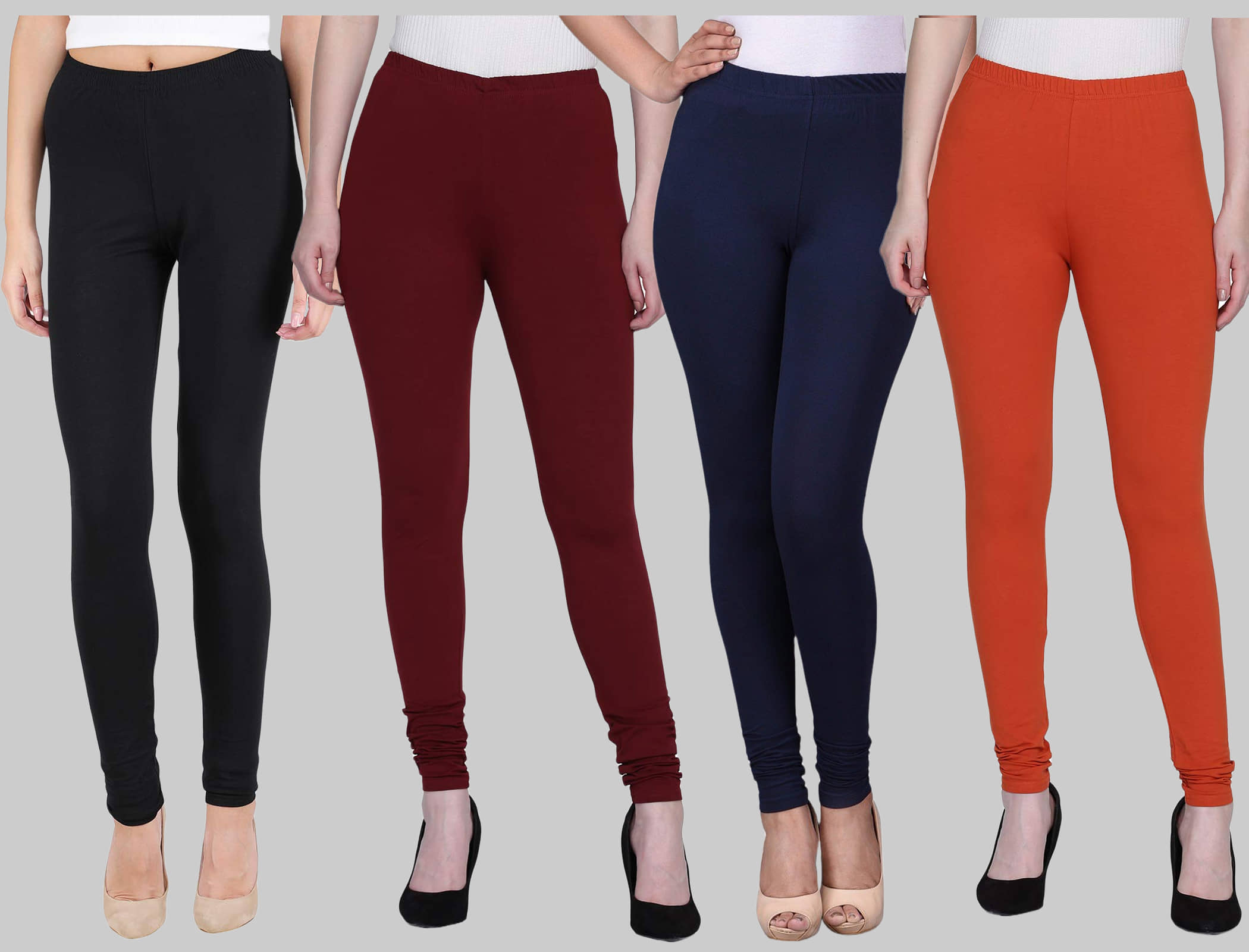FnMe - Multicolor Lycra Women's Leggings ( Pack of 4 )