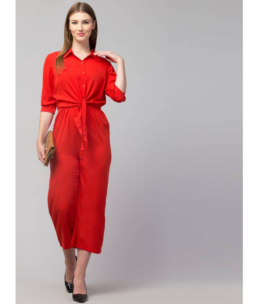 Glito - Red Crepe Regular Fit Women's Jumpsuit ( Pack of 1 ) Glito - Red Crepe Regular Fit Women's Jumpsuit ( Pack of 1 )