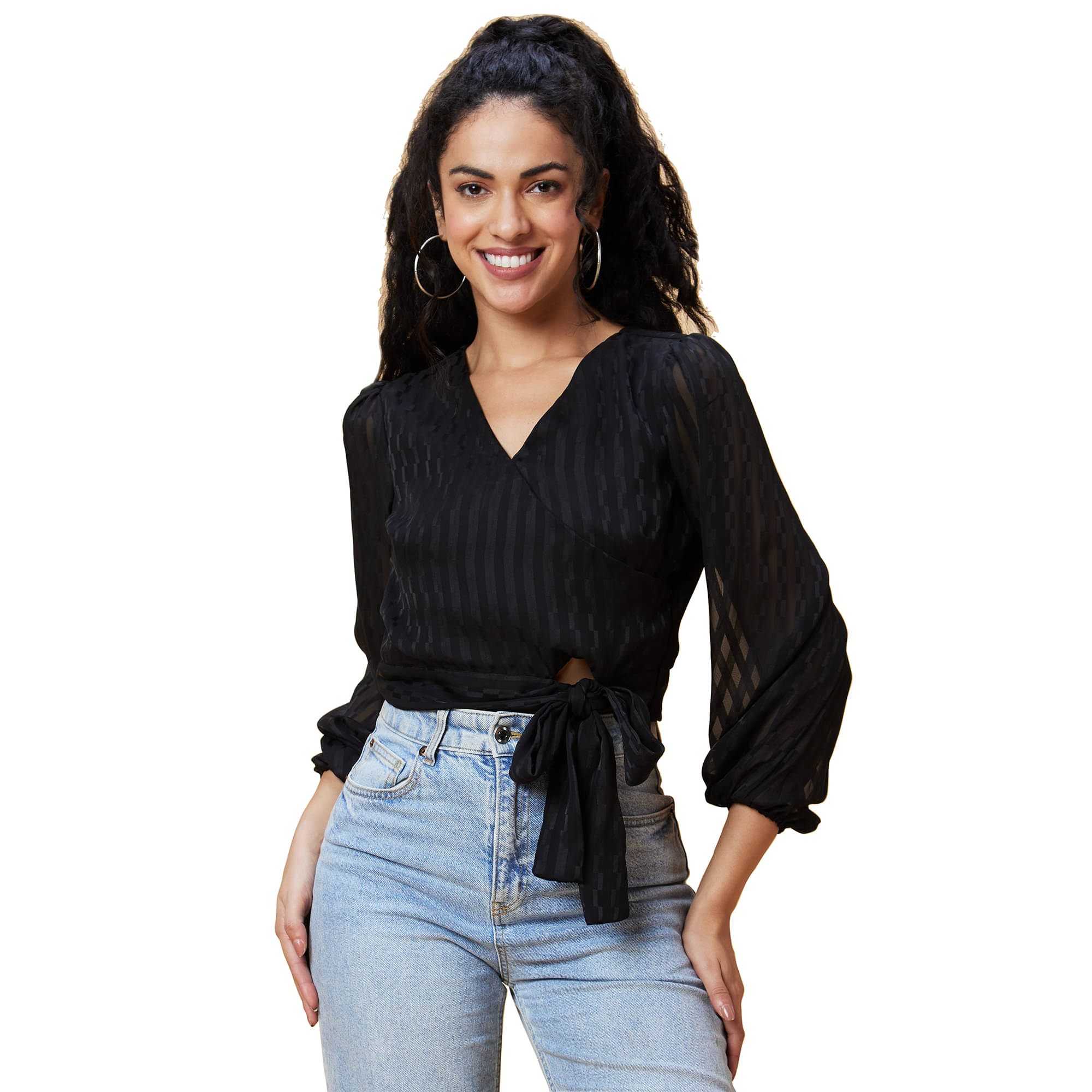Globus - Black Polyester Women's Regular Top ( Pack of 1 ) Globus - Black Polyester Women's Regular Top ( Pack of 1 )