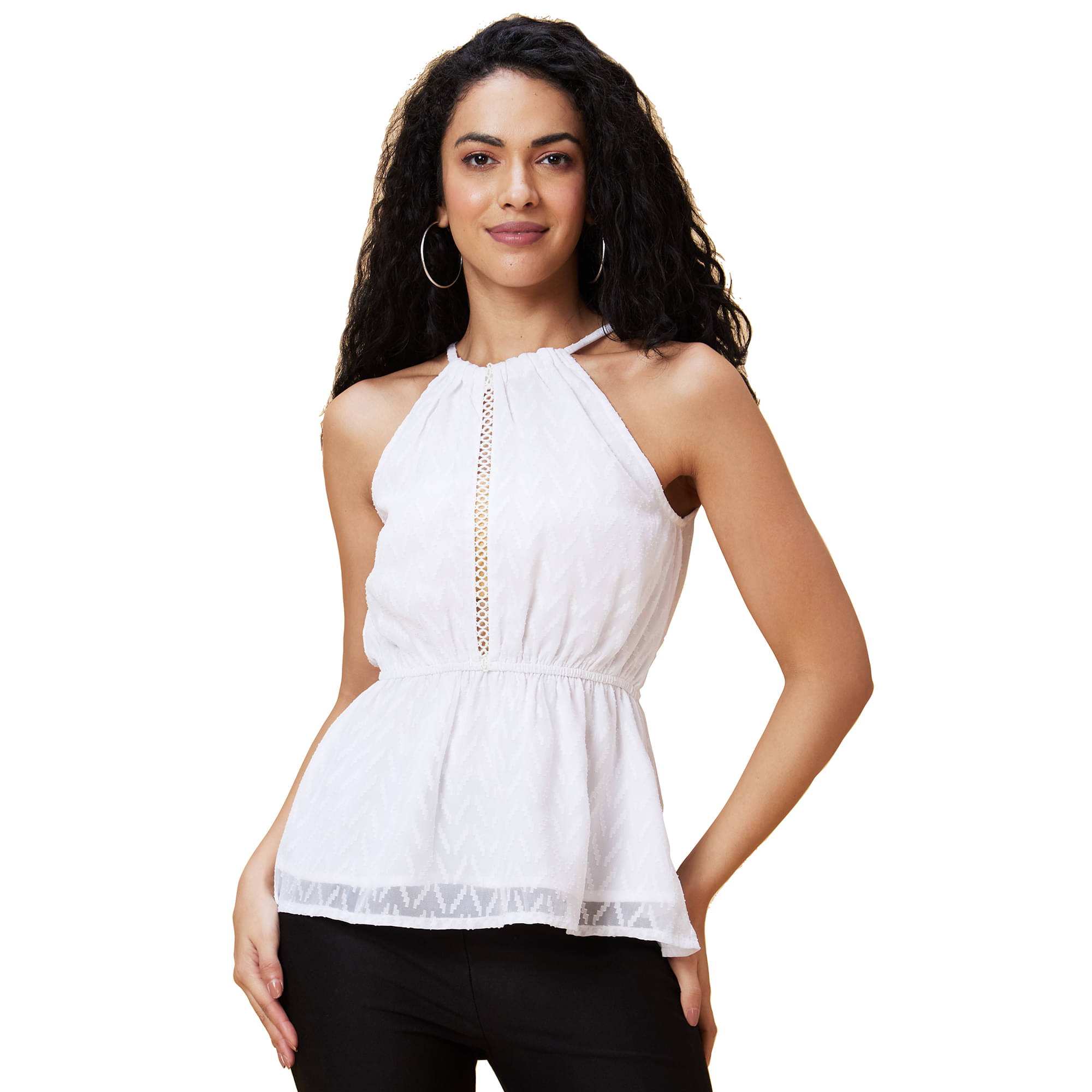     			Globus - White Polyester Women's Peplum Top ( Pack of 1 )