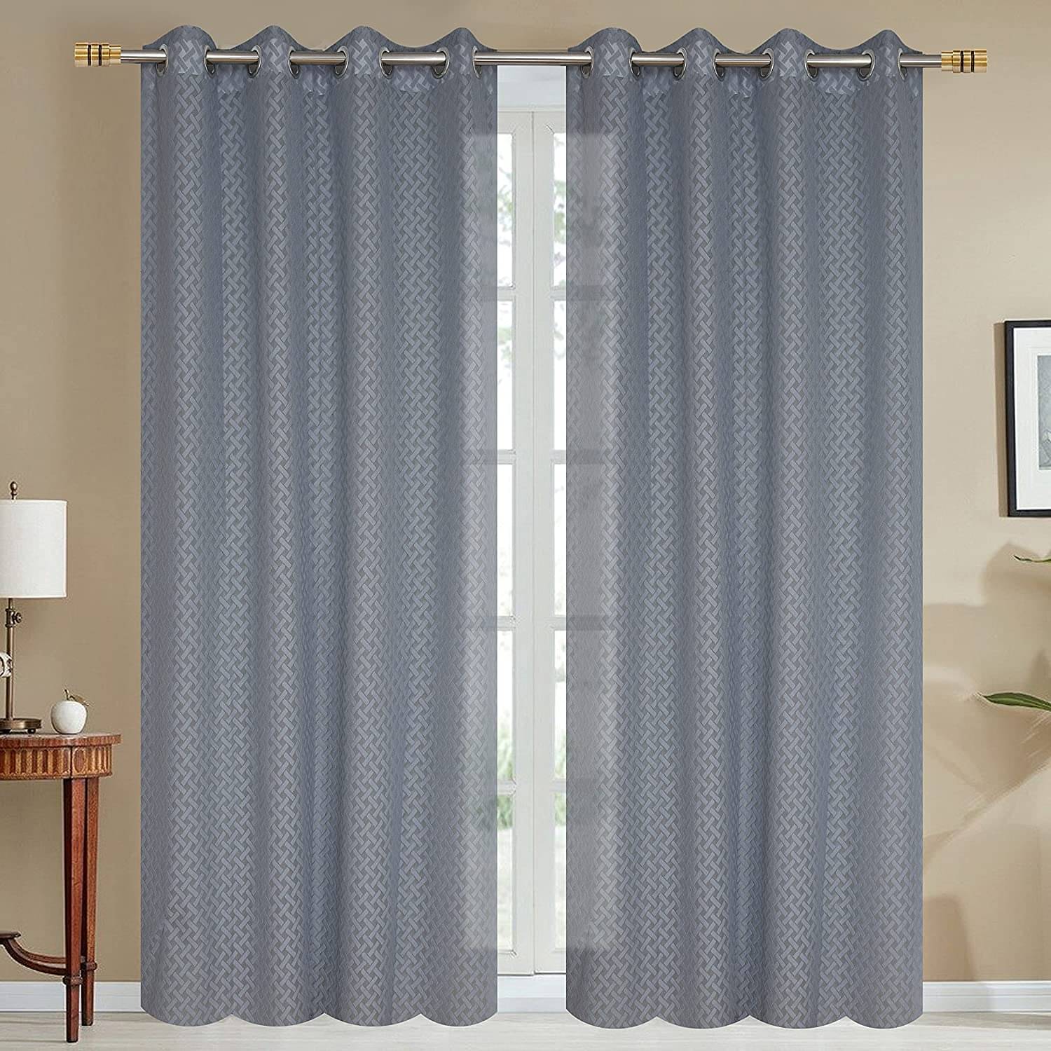 Homefab India Small Checks Sheer Eyelet Curtain 5 ft ( Pack of 2 ) - Light Grey Homefab India Small Checks Sheer Eyelet Curtain 5 ft ( Pack of 2 ) - Light Grey
