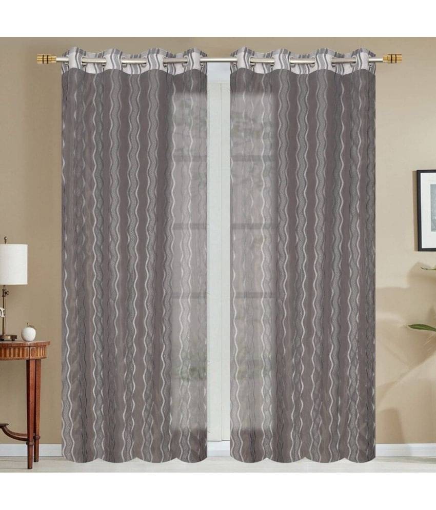 Homefab India Vertical Striped Sheer Eyelet Curtain 5 ft ( Pack of 2 ) - Light Grey     			Homefab India Vertical Striped Sheer Eyelet Curtain 5 ft ( Pack of 2 ) - Light Grey