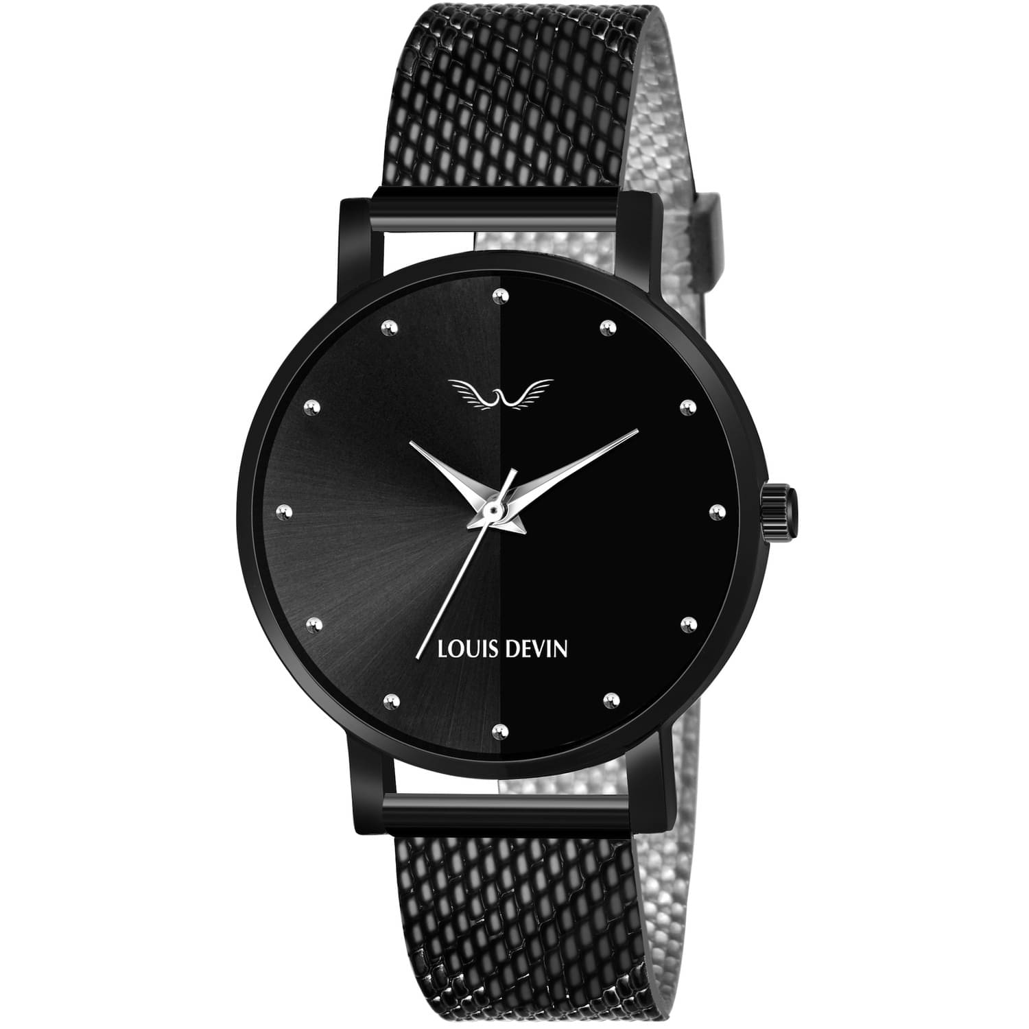     			LOUIS DEVIN - Black PU Analog Womens Watch