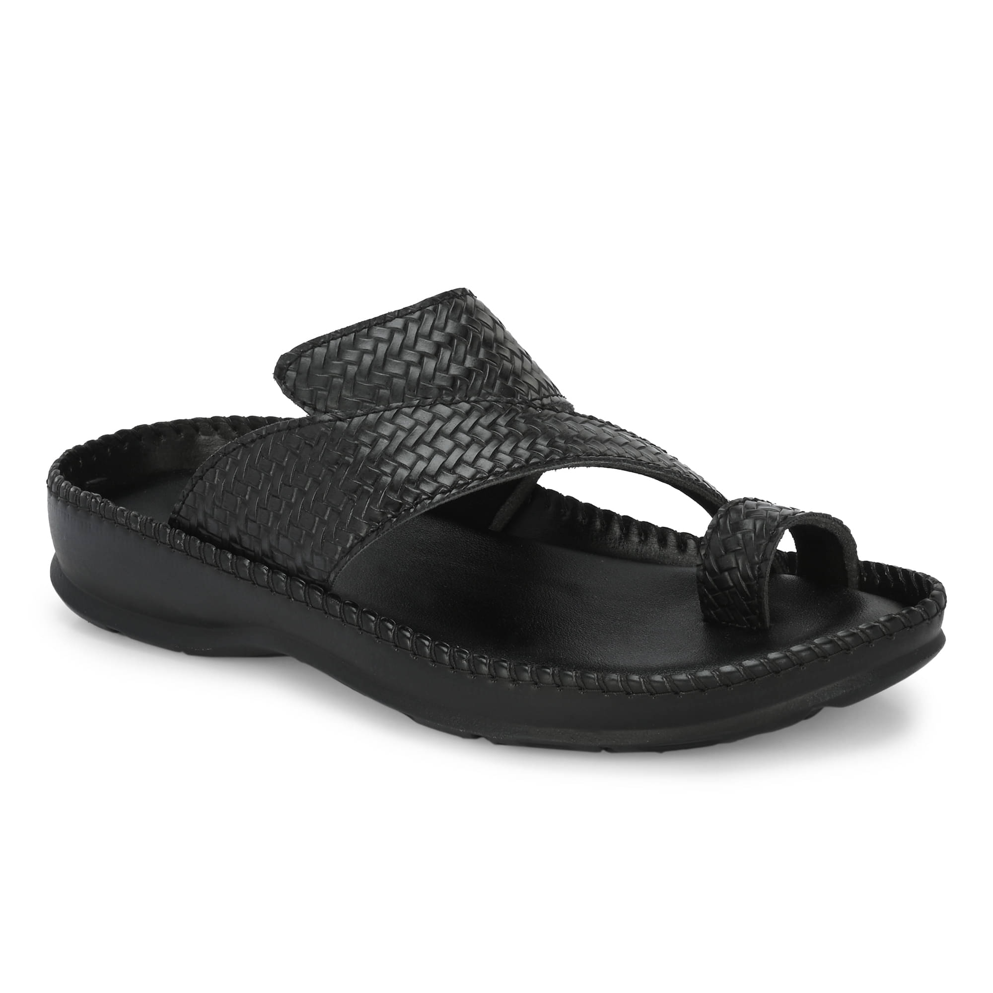     			Leeport - Black Men's Leather Slipper