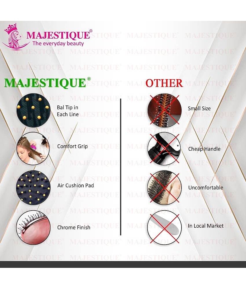 Majestique Mini Detangler Hair Brush Massage Paddle brush for Adults & Kids - Color May Vary