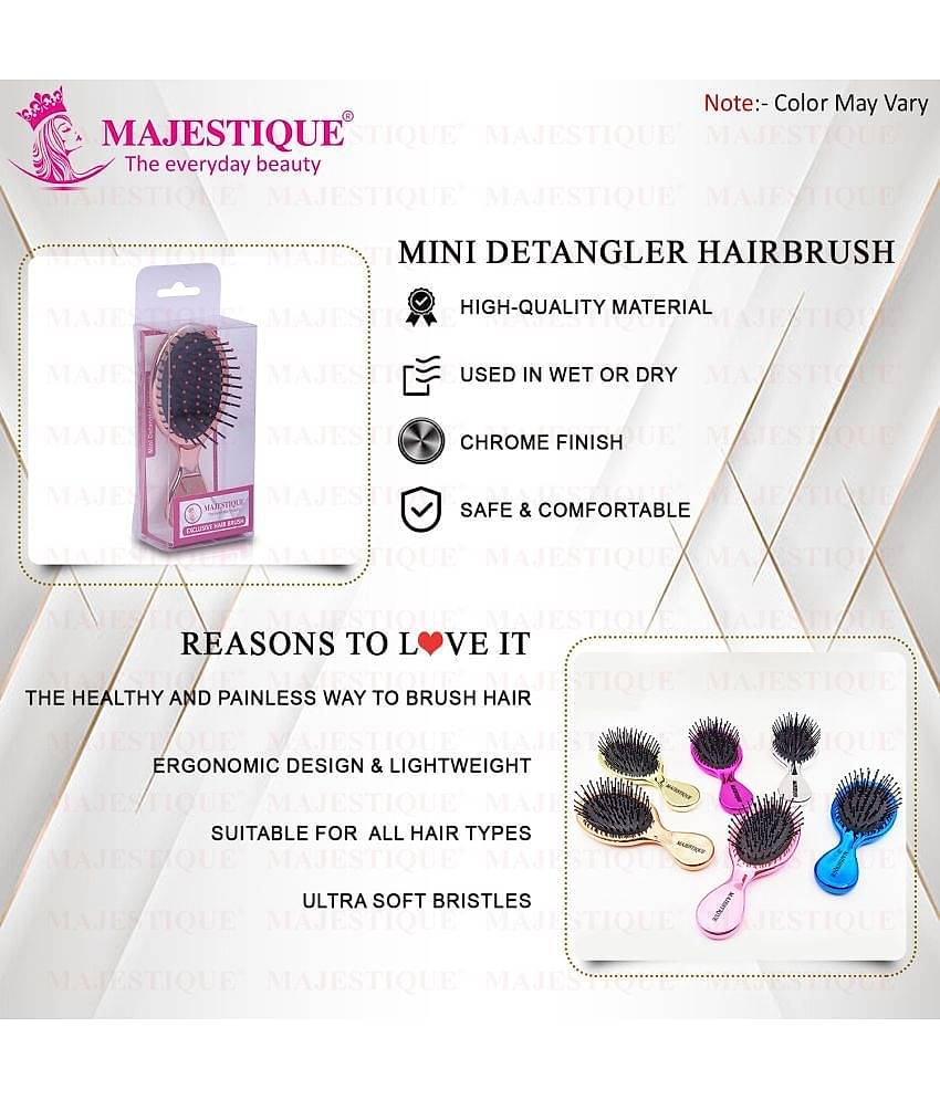 Majestique Mini Detangler Hair Brush Massage Paddle brush for Adults & Kids - Color May Vary
