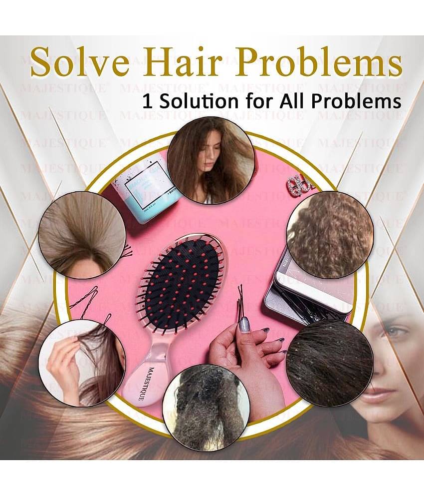 Majestique Mini Detangler Hair Brush Massage Paddle brush for Adults & Kids - Color May Vary