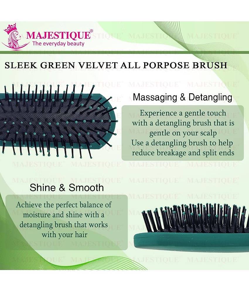 Majestique Sleek All-purpose Hair Brush for Separating, Shaping & Defining Curls For Women (Green)