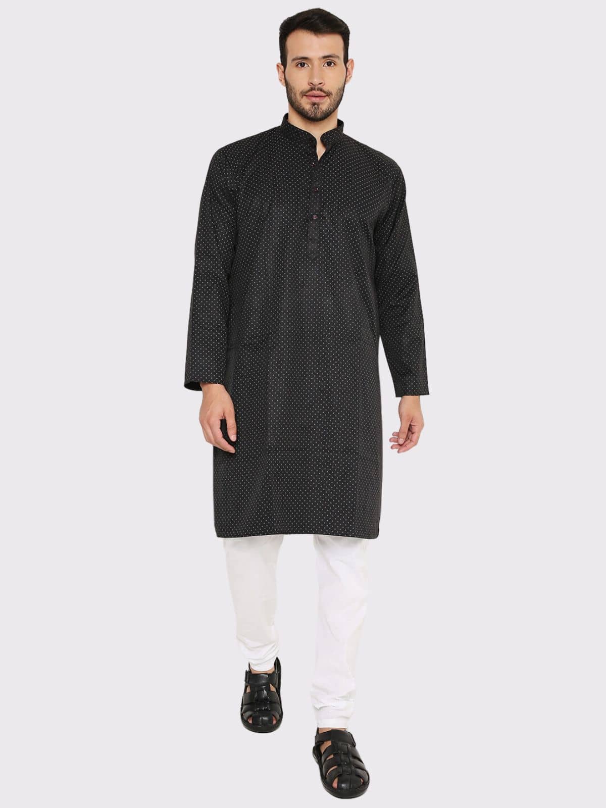 Maharaja - Black Cotton Blend Regular Fit Men's Kurta Pyjama Set ( Pack of 1 ) - Kurtas & Kurta Sets | Buy online on ZillyBuy