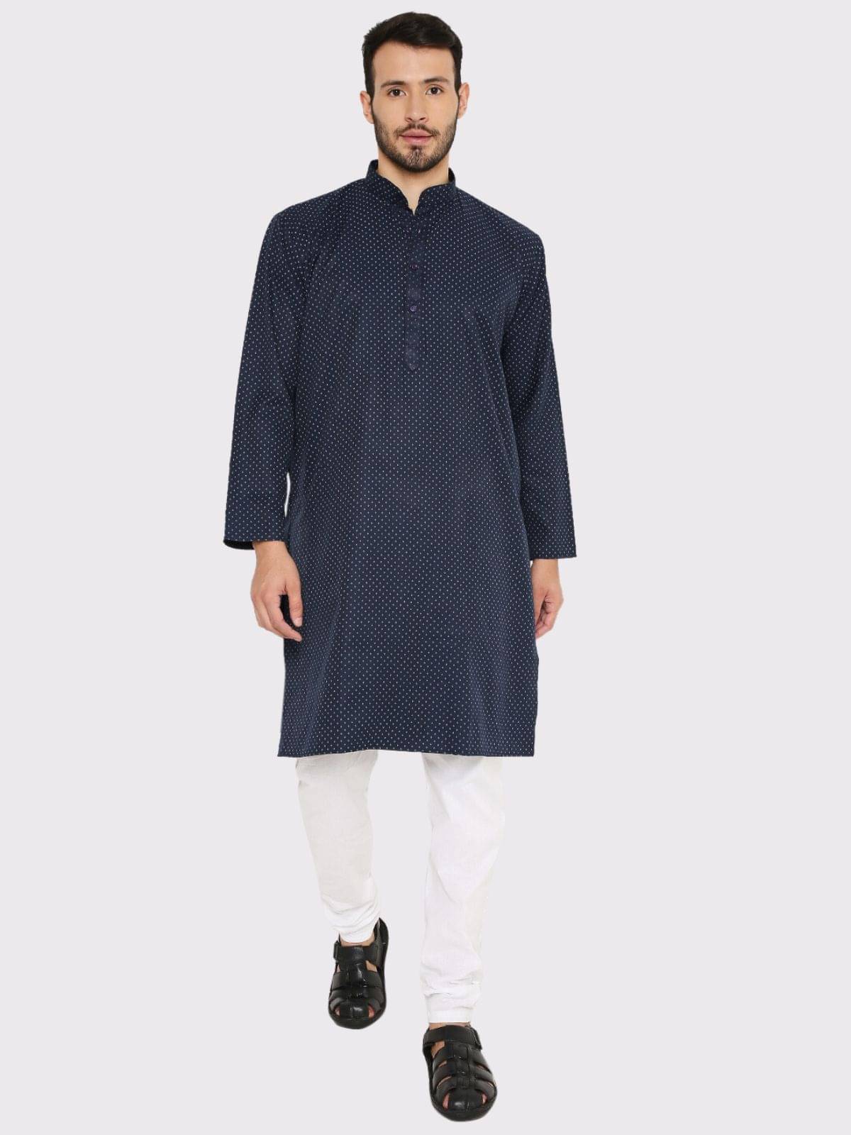 Maharaja - Blue Cotton Blend Regular Fit Men's Kurta Pyjama Set ( Pack of 1 ) Maharaja - Blue Cotton Blend Regular Fit Men's Kurta Pyjama Set ( Pack of 1 )