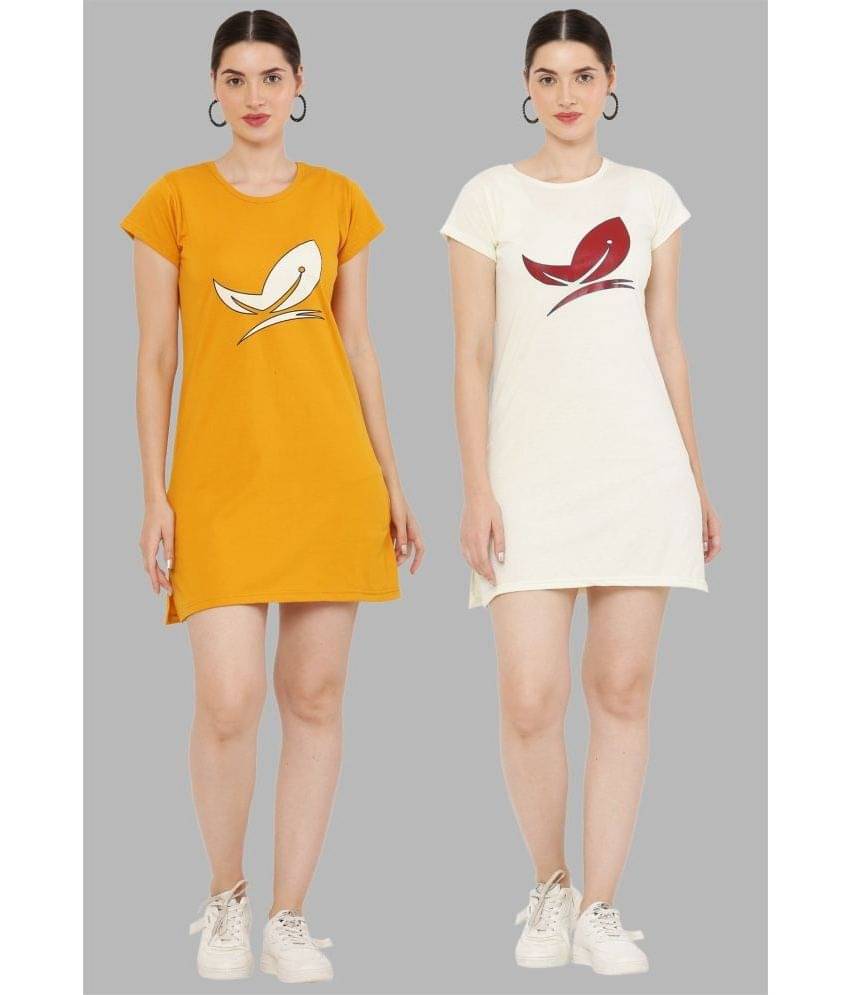 PREEGO - Multicolor Cotton Blend Women's Nightwear Night T-Shirt ( Pack of 2 )     			PREEGO - Multicolor Cotton Blend Women's Nightwear Night T-Shirt ( Pack of 2 )