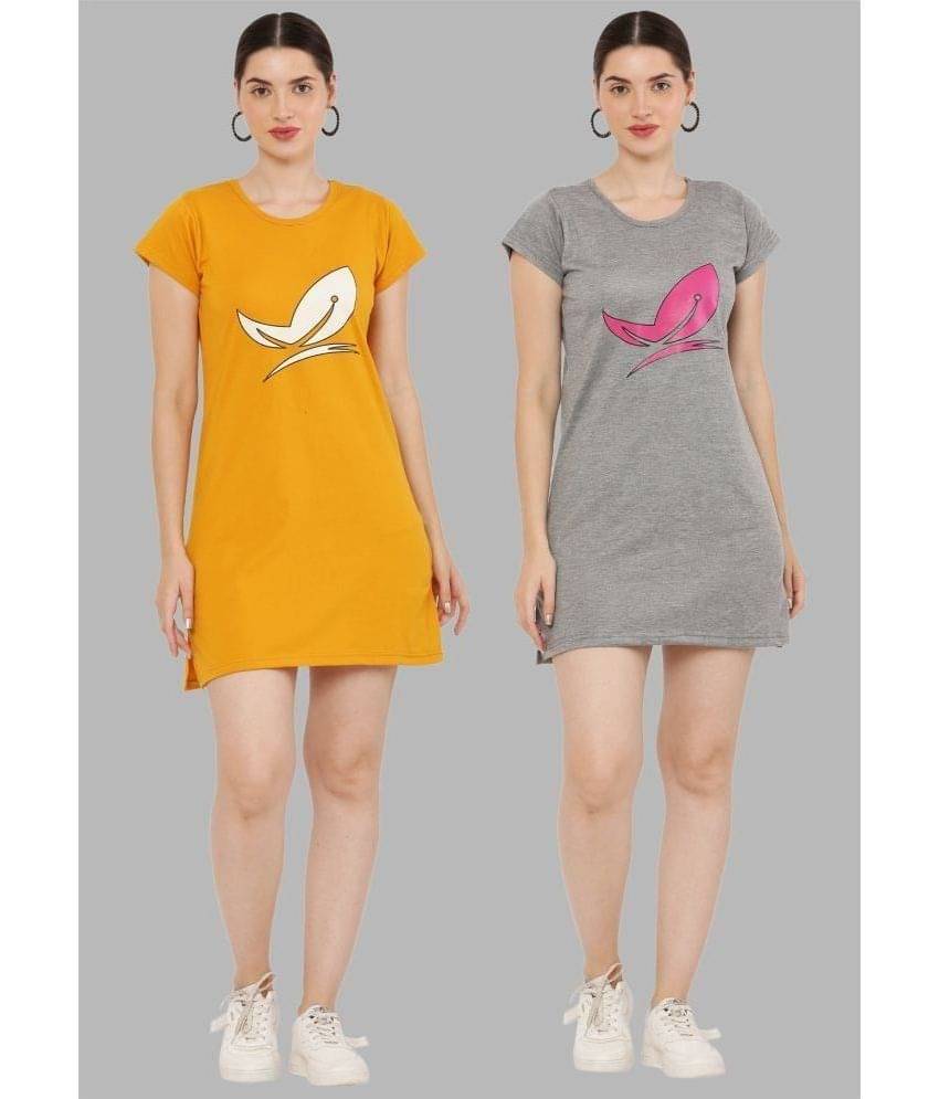 PREEGO - Multicolor Cotton Blend Women's Nightwear Night T-Shirt ( Pack of 2 ) PREEGO - Multicolor Cotton Blend Women's Nightwear Night T-Shirt ( Pack of 2 )