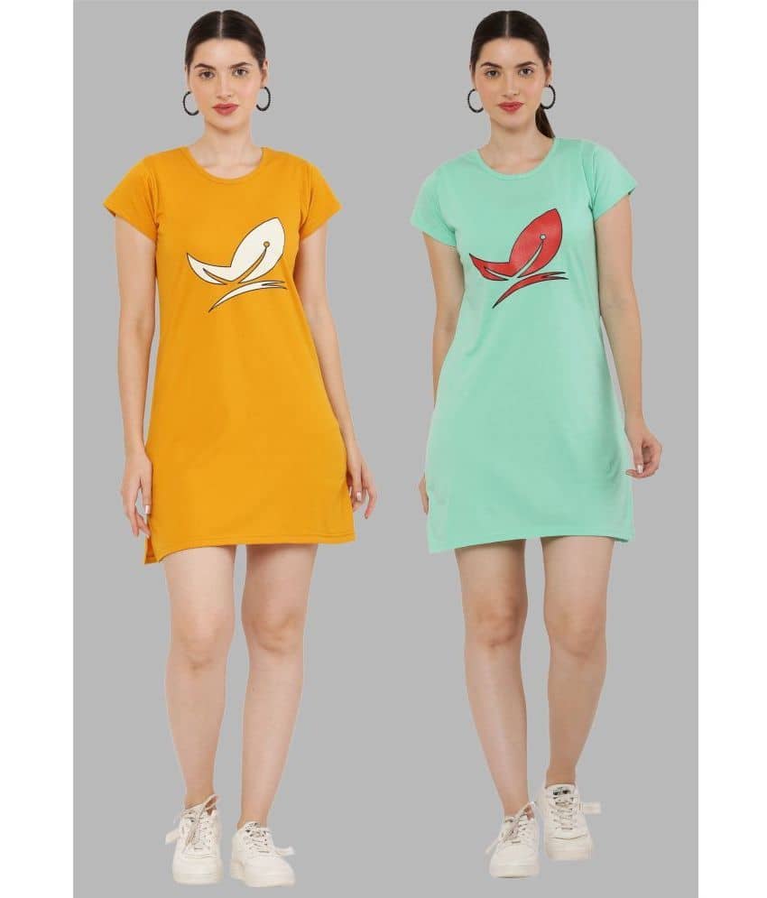 PREEGO - Multicolor Cotton Blend Women's Nightwear Night T-Shirt ( Pack of 2 ) - Nightwear & Loungewear | Buy online on ZillyBuy