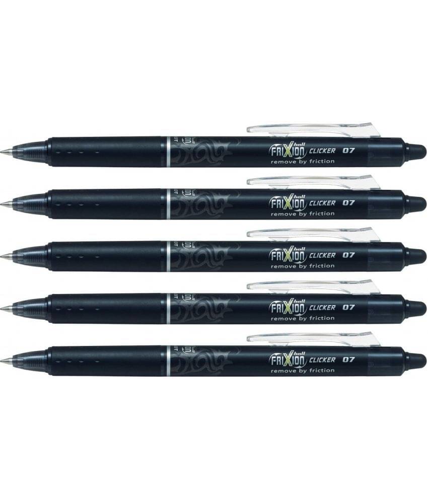     			Pilot Frixion Clicker Retractable Erasable Ball Pen with Erase and rewrite repeatedly, Rubberized Grip (Pack of 5, Black) - Pack of 5