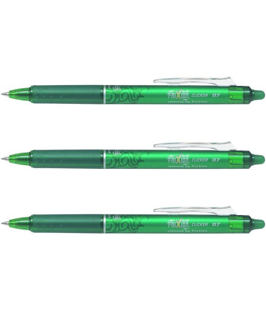 Pilot Frixion Clicker Roller Ball Pen with Erase and rewrite repeatedly (Green) Pack of 3 Pilot Frixion Clicker Roller Ball Pen with Erase and rewrite repeatedly (Green) Pack of 3