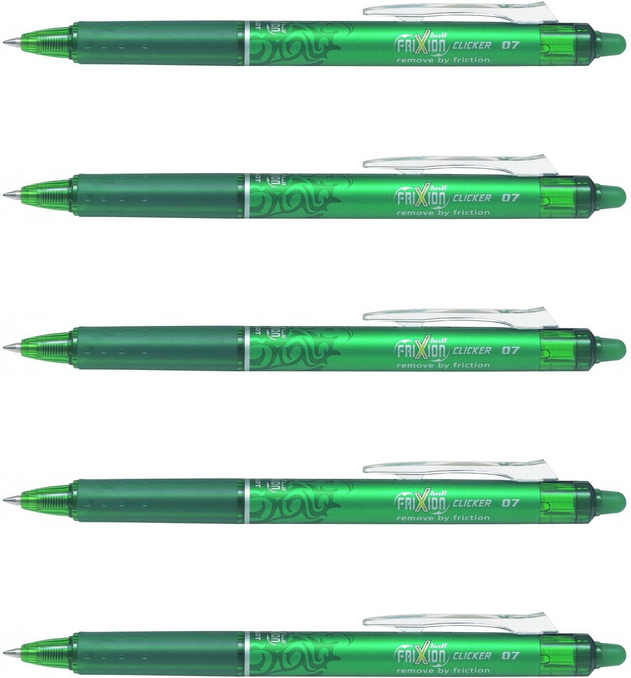     			Pilot Frixion Clicker Roller Ball Pen with Erase and rewrite repeatedly, Rubberized Grip (Pack of 5, Green) - Pack of 5