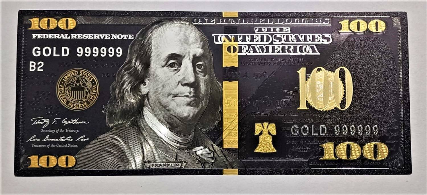     			100 US DOLLAR 24 CT GOLD PLATED BILL