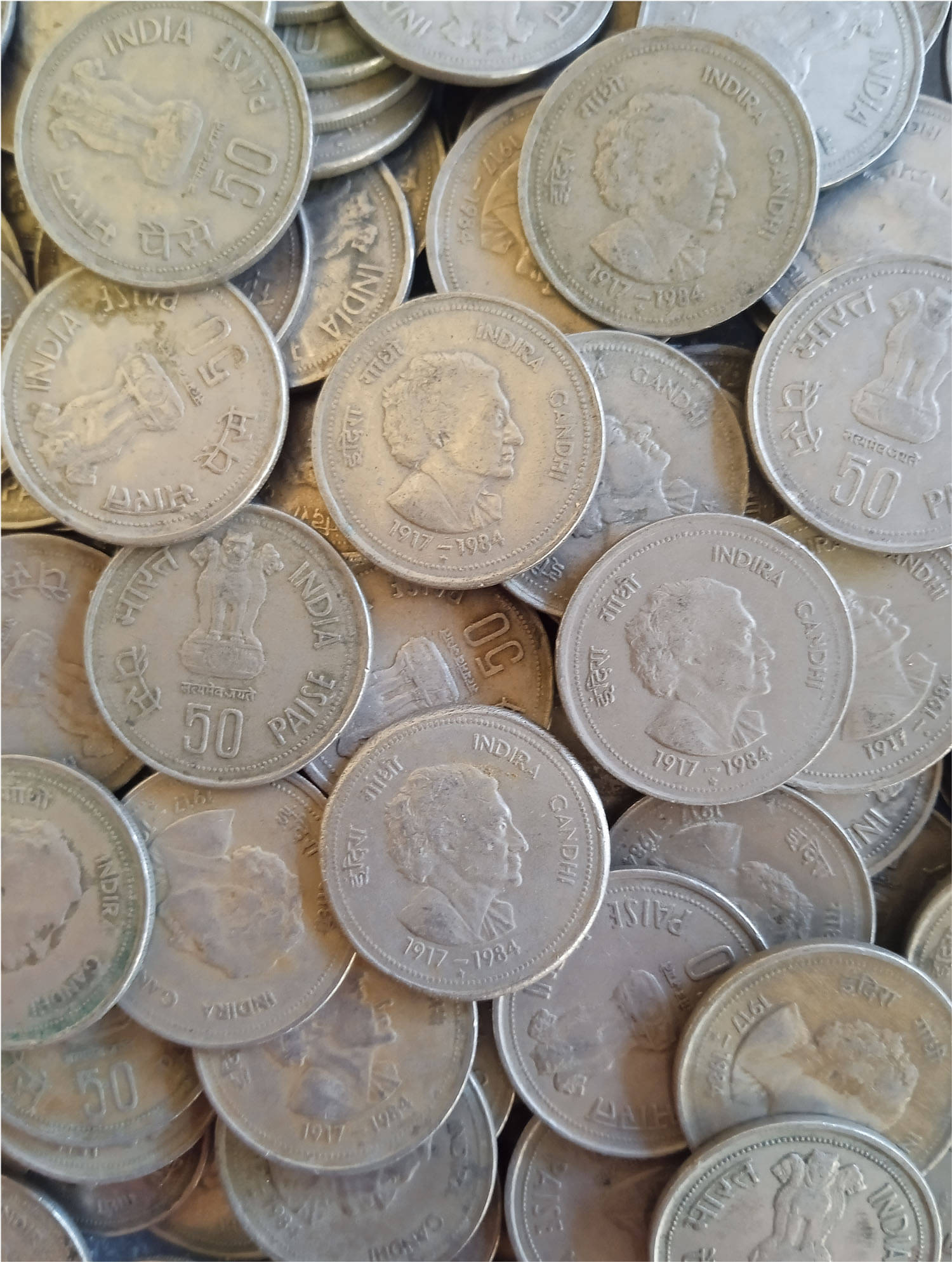     			50PAISA INDIRA GANDHI CIRCULATED CONDITIONTION