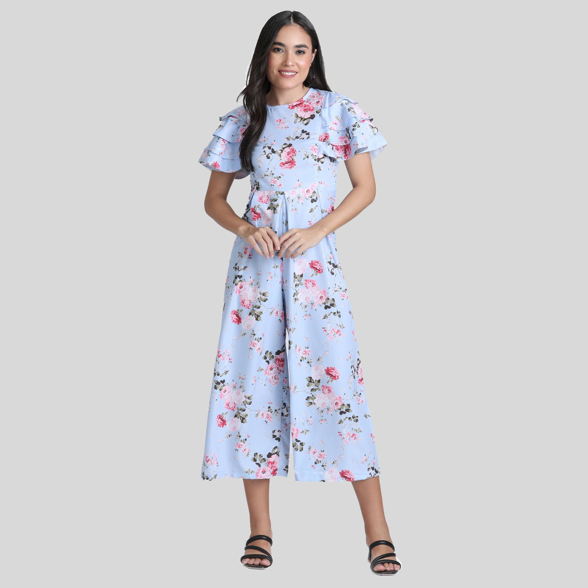 Arshia Fashions - Blue Crepe Regular Fit Women's Jumpsuit ( Pack of 1 ) Arshia Fashions - Blue Crepe Regular Fit Women's Jumpsuit ( Pack of 1 )