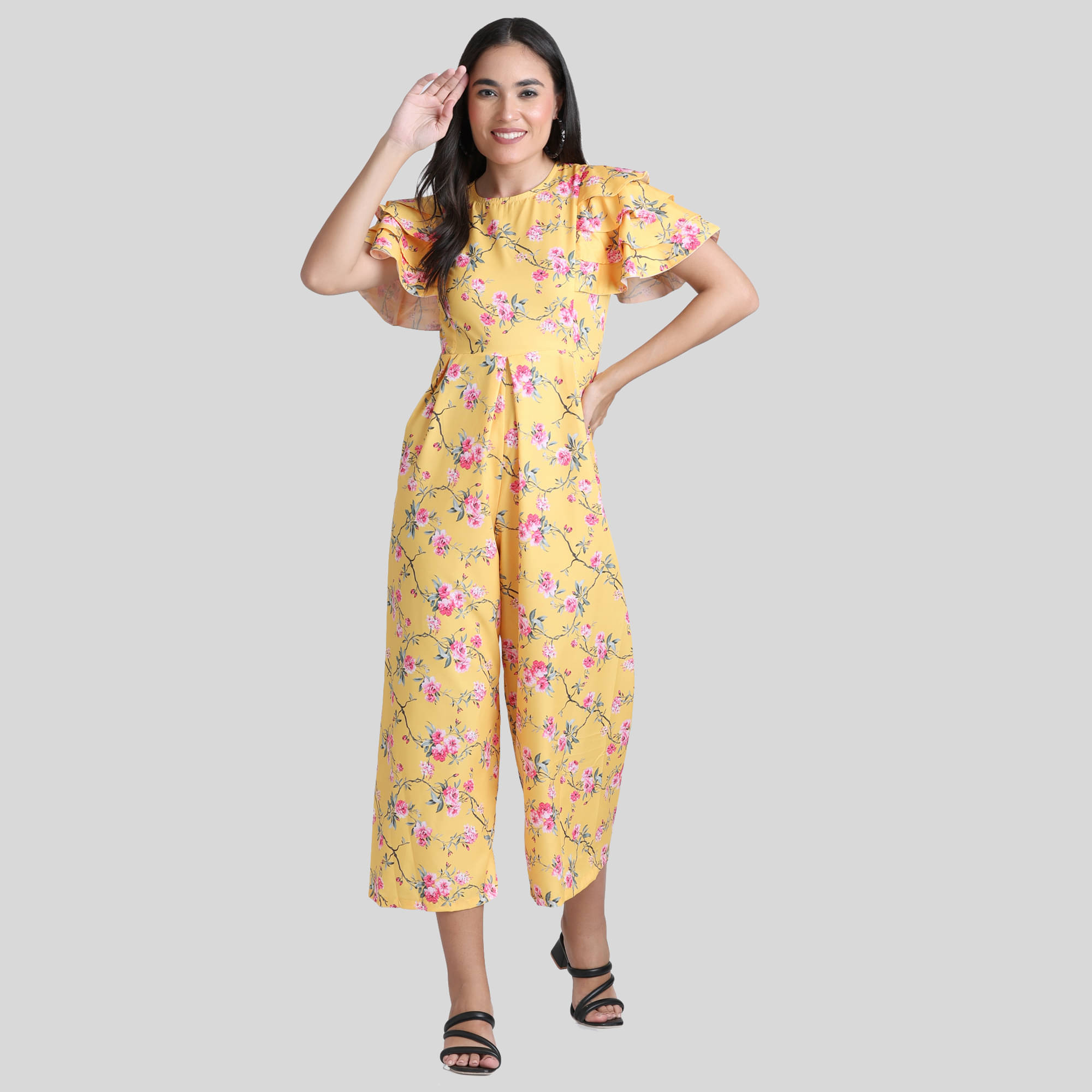 Arshia Fashions - Yellow Crepe Regular Fit Women's Jumpsuit ( Pack of 1 ) Arshia Fashions - Yellow Crepe Regular Fit Women's Jumpsuit ( Pack of 1 )